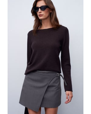 Kaschmir-Rippboot-Ausschnitt-Pullover