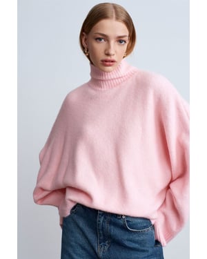 Übergroßer gerippter Rollkragenpullover