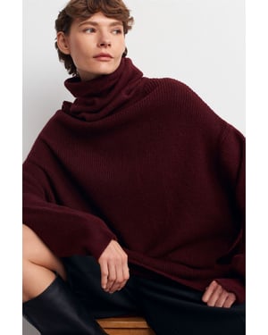 Übergroßer gerippter Rollkragenpullover