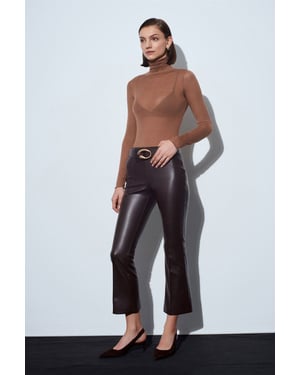 Hochtaillierte Faux-Leder-Flared-Leggings
