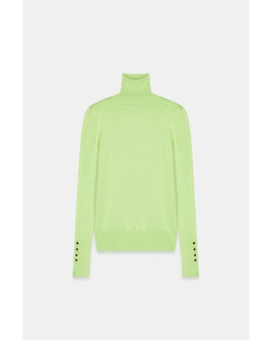 Damen Rollkragenstrickpullover mit Knöpfen