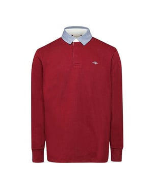 Gant - "Rugger" Polo Sweatshirt für Herren, Chambray-Stoff, Regulär (Rot)