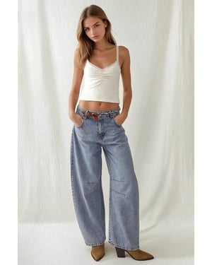 Mittlere Taille Barrel Jeans