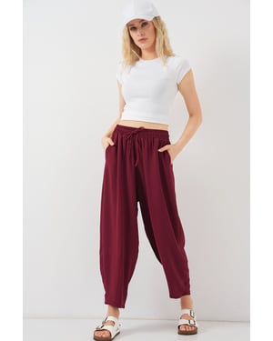 Strukturierte Salwar-Hosen mit Kordelzugbund