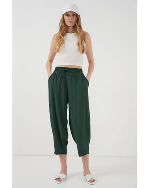 Strukturierte Salwar-Hosen mit Kordelzugbund