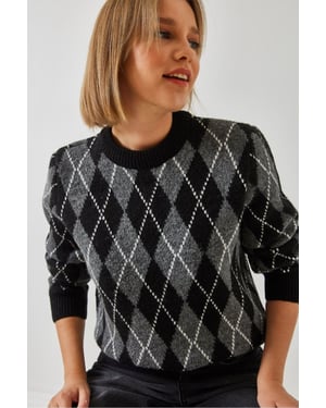Baklava-Muster Rundhals-Strickpullover