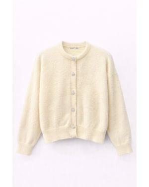 Übergroßer Jacquard-Button-Cardigan