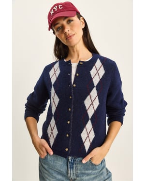 Argyle-Muster-Cardigan mit Knopfverschluss