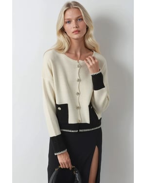 Pocket Detaillierter Strickcardigan mit Knopfverschluss