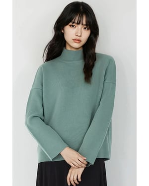 Oversized Halb-Stehkragen Strickpullover