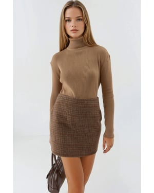 Figurbetonter Texturierter Rollkragenpullover