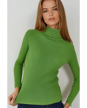 Figurbetonter strukturierter Rollkragenpullover