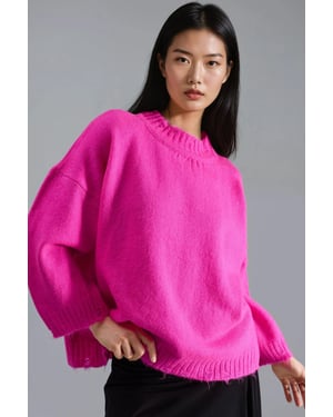 Übergroßer strukturierten Strickpullover mit Rundhalsausschnitt