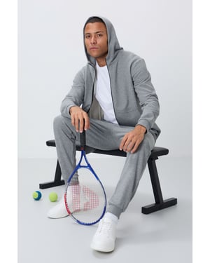 Tommy Life Herren Kapuzenpullover- und Jogginghose-Set - Grau