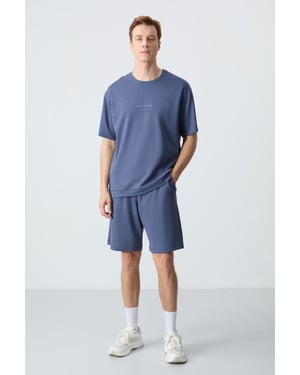 Herren Übergrößen Baumwollmischung T-Shirt und Shorts Set