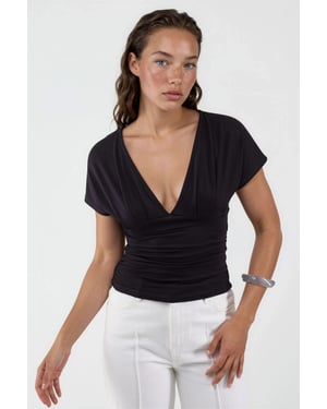 V-Ausschnitt Bluse mit Schleifen-Detail