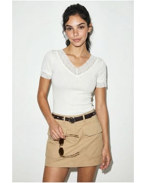 V-Ausschnitt Slim Fit Bluse