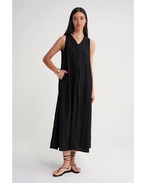 V-Ausschnitt Maxikleid