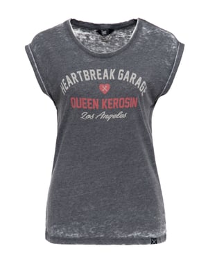 Queen Kerosin Damen Enzym Wash T-Shirt Heartbreak Garage