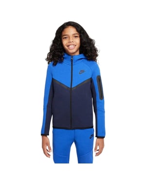 Nike - Hoodie mit durchgehendem Reißverschluss für Kinder, Fleece (Schwarz/Königsblau)