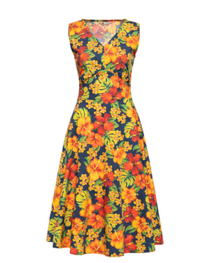 Queen Kerosin Damen Swingkleid Hibiskus
