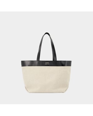 East West Einkaufstasche - AMI Paris - Leinen - Beige