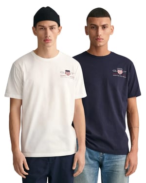 Gant | 2er-Pack Herren T-Shirt mit besticktem Archiv-Schild