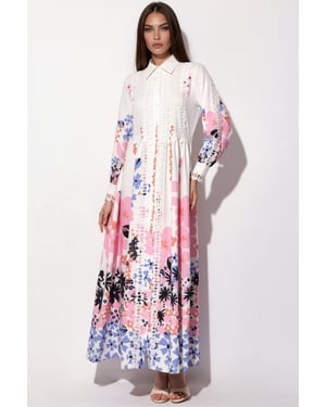 Blumen A-Linie Maxikleid