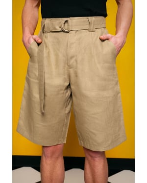 Herren Hochtaillierte Leinenmischung Maßgeschneiderte Shorts