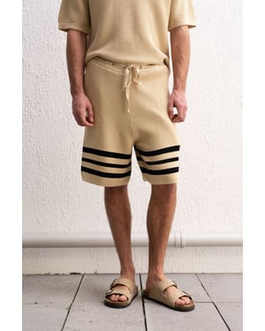 Herren Baumwollgestreifte Sweat-Shorts