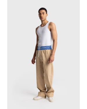 Herren Baumwoll-Popeline Weitbeinige Strickhose