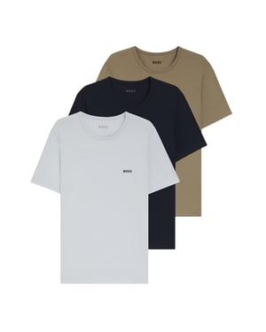 Boss - T-Shirt für Herren, Rundhalsausschnitt (3er-Pack) (Weiß/Braun/Schwarz)
