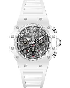 Invicta Racing 69668 Herrenuhr - Quarzwerk - Acryl mit silbernem Zifferblatt - 43 mm