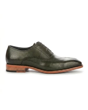 Justin Reess Herren grüne Leder-Kreuzstich mit Fußkappe Oxford-Schuhe – Jett