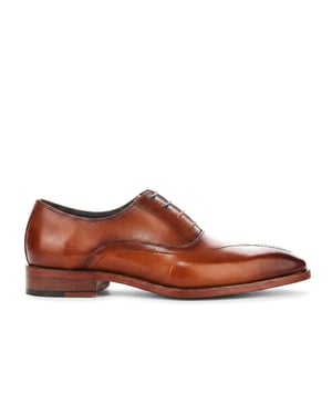 Justin Reess Herren beige Leder-Kreuzstich mit Fußkappe Oxford-Schuhe – Jett