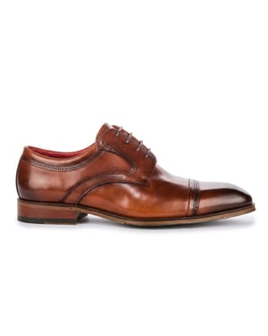 Justin Reess Herren polierte braune Leder-Cap-Toe-Derby-Schuhe – Everett