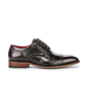 Justin Reess Herren polierte schwarze Leder-Cap-Toe-Derby-Schuhe – Everett