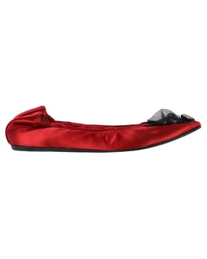 Lanvin Ballerinas mit Broschenverzierung aus rotem Satin