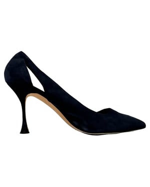 Manolo Blahnik Cut-Out Spitzen-Toe-Stiletto aus dunkelblauem Wildleder