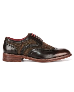 Justin Reess Herren braune Leder-Tweed-Brogue-Schuhe – Arlo