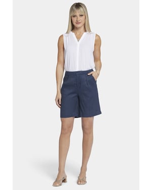 Entspannte Shorts aus Stretch-Leinen in Oxford Navy
