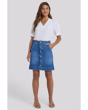 Hohe Taille A-Linien Utility Jeansrock