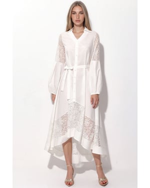 Besticktes Midi-Wickelkleid