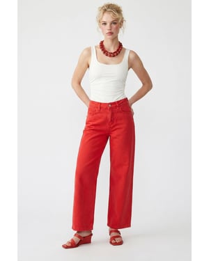 Hochtaillierte Weite Jeans aus Baumwolle
