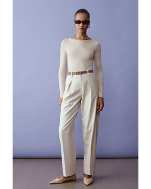 Belted Straight-Leg-Crepeshosen