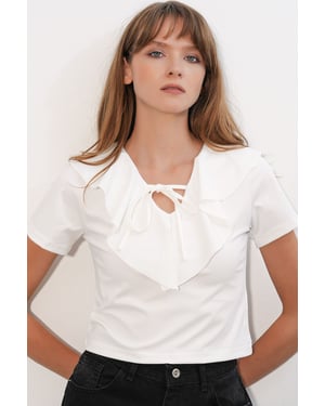 Rüschen-Frontband-Crop-Top