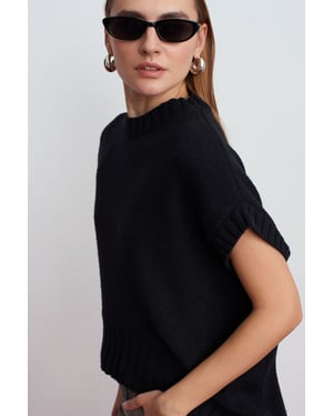 Übergroßer gerippter Strickpullover-Weste