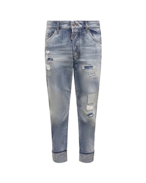 Dsquared2 Jeans Mit Used-patchwork-design, Lockere Passform, Blau