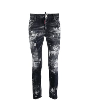 Dsquared2 Skater Jeans Mit Destroyed Paint Effect, Schwarz