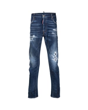 Dsquared2 Tikdy Biker Jeans Worn Reinforced Wash Blue Jeans